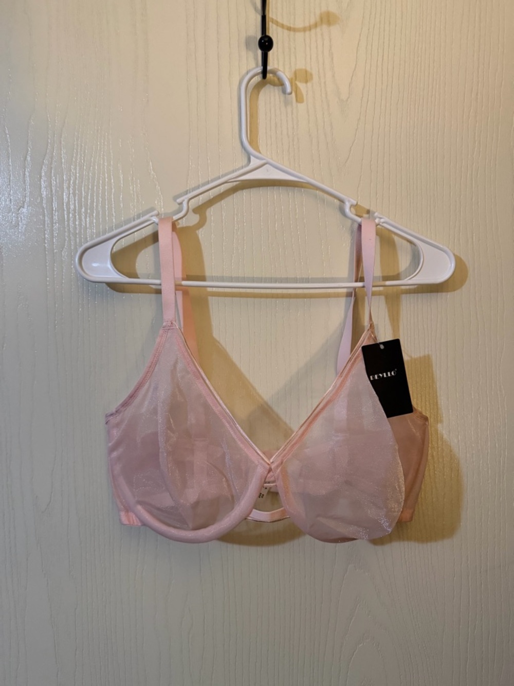 Unlined Sheer Pink Underwire Bra 38DDD NWT